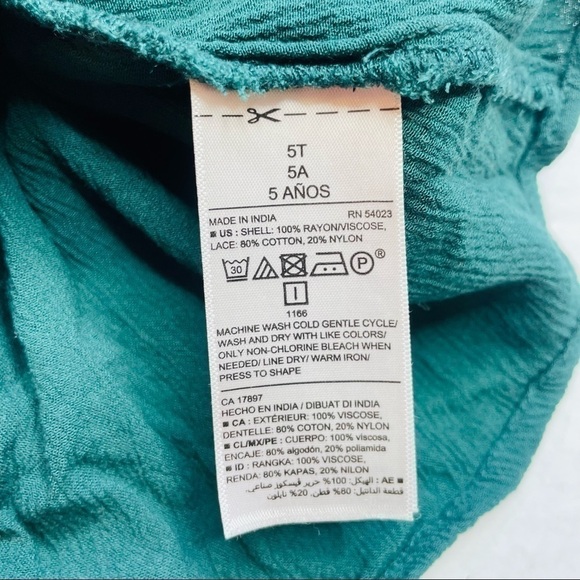 Old Navy Emerald Green Lace Crochet Gauze Keyhole Toddler Dress - Picture 5 of 8